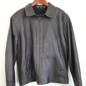 Men's Classic Black Leather Bomber Jacket